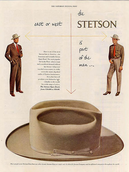 Реклама Stetson журнал The Saturday Evening Post