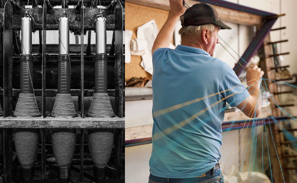 Производство Harris Tweed прядение и снование