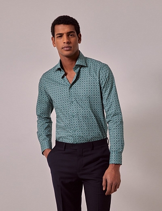 2Картинка Рубашка Brandon Green & Cream Geometric Slim Shirt