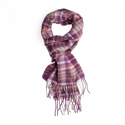 2Картинка Шарф Edinburgh Lambswool Cluster Gingham  Ruby-Grey