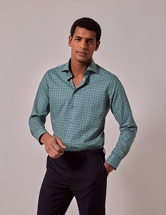3Картинка Рубашка Brandon Green & Cream Geometric Slim Shirt