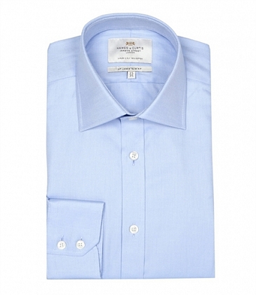 2Картинка Shirt Hawes & Curtis Plain Blue Twill Slim Fit