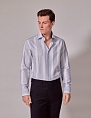 Hawes & Curtis Brandon Navy & White Floral Slim Diamond Weave Shirt - Mid-Collar