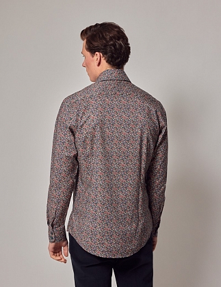 4Картинка Рубашка Brandon Navy & Blue Modern Paisley Slim Shirt — Mid-Collar