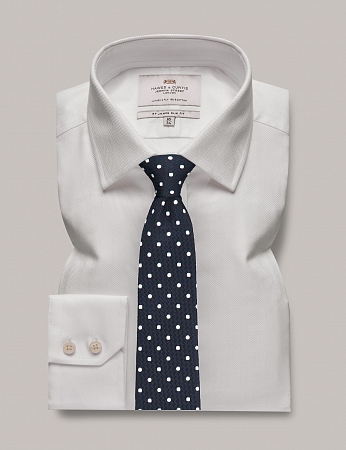 Hawes & Curtis Herringbone White Slim Fit