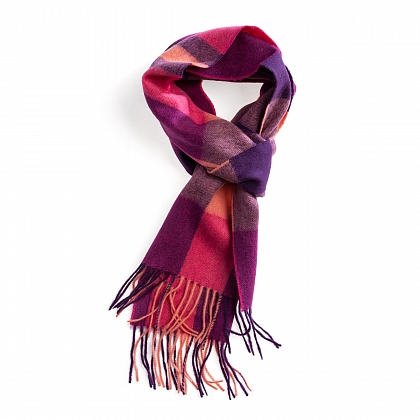 2Картинка Шарф Edinburgh Lambswool Bursted Check Orange-Pink
