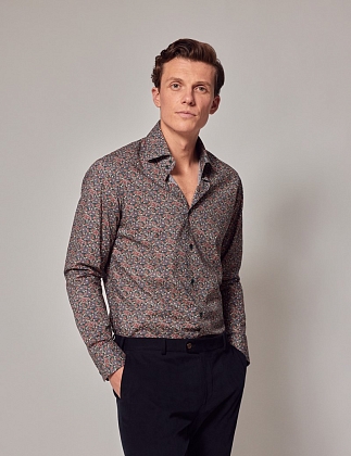 2Картинка Рубашка Brandon Navy & Blue Modern Paisley Slim Shirt — Mid-Collar