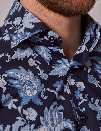 5Картинка Рубашка Brandon Navy & Blue Modern Paisley Slim Shirt — Mid-Collar
