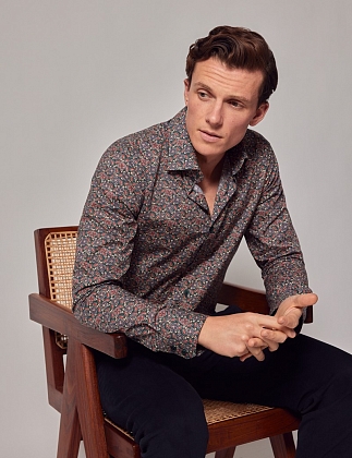 3Картинка Рубашка Brandon Navy & Blue Modern Paisley Slim Shirt — Mid-Collar